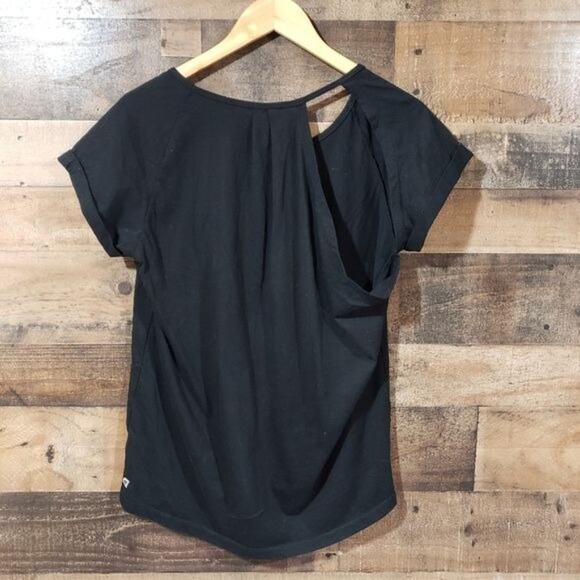 Fabletics black Whitney open shoulder back short sleeve shirt woman's size XS - Picture 3 of 8